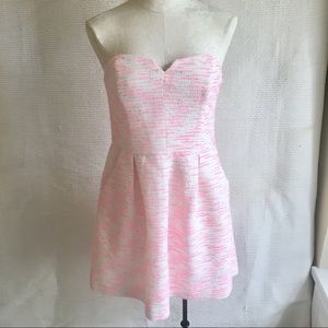 Anthro M Chanel-Style Tweed Strapless Dress Pink